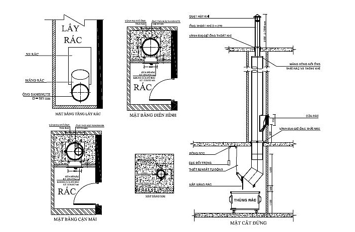 Cấu tạo hệ thống ống thu rác chung cư